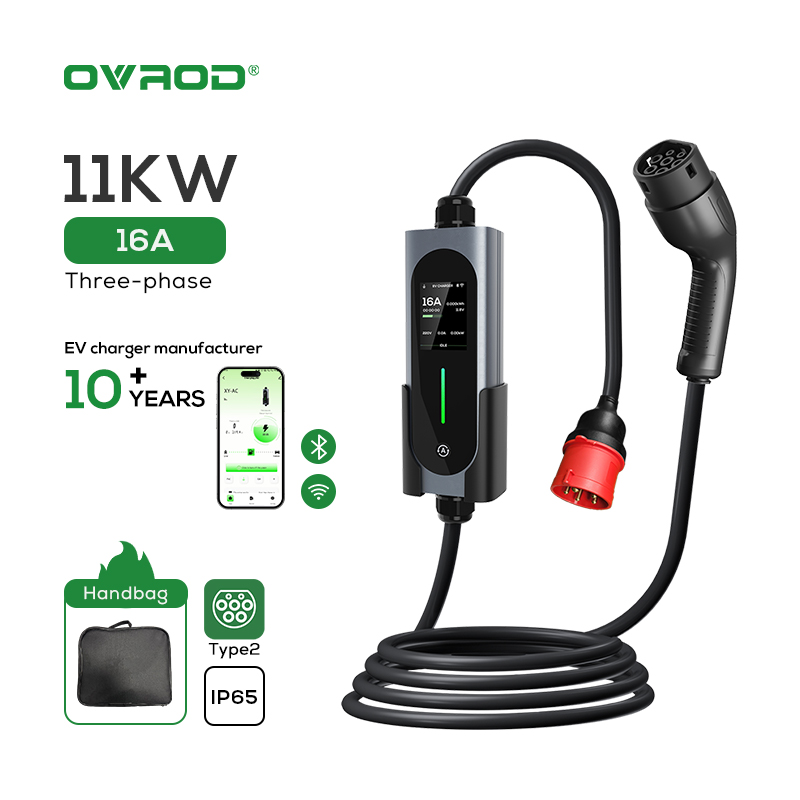 Type 2 Portable Ev Charger 11Kw Cee - Ovrod EV-autolader 16A 11kW draagbaar type