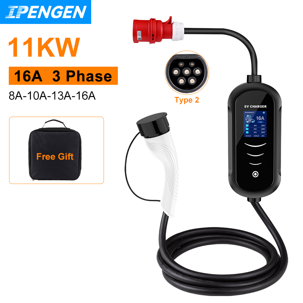 Type 2 Portable Ev Charger 11Kw Cee - Ipengen 11kw 16a 3 Fase Ev