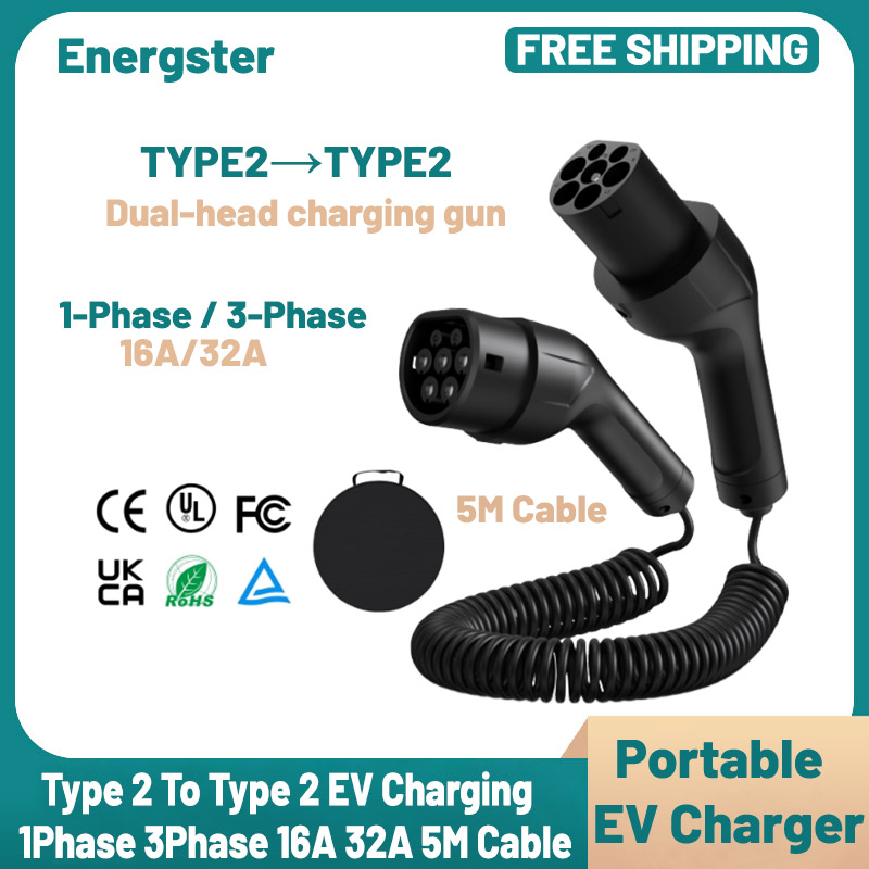 Type 2 naar Type 2 draagbare E - Ev Charger Type 2 22Kw 32A 3 Phase recensie en prijs
