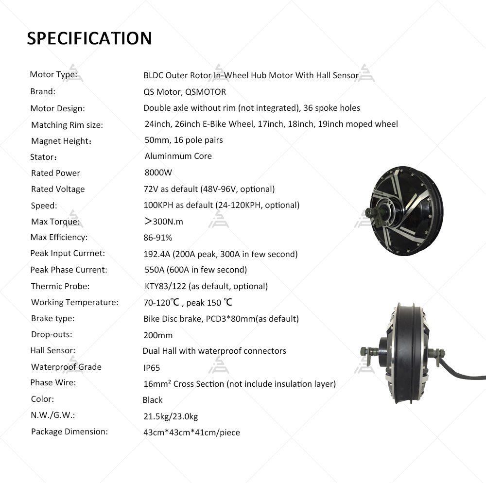 QS Motor 273 8000W V3 72V 120k - Qs Motor 273 8000W Hub Motor recensie en prijs